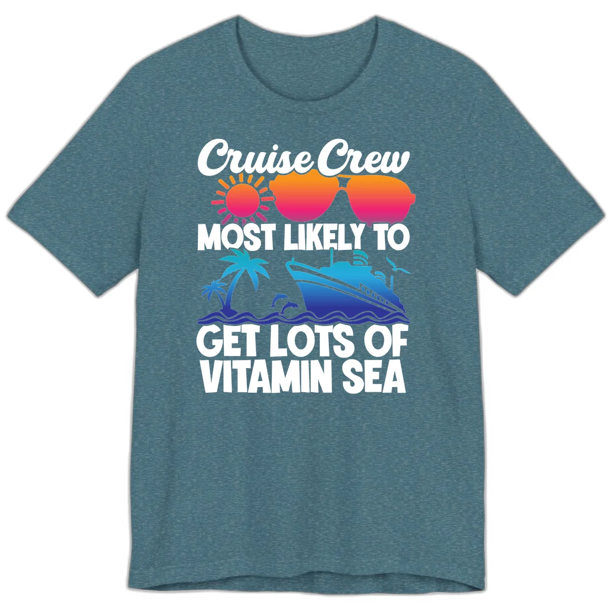 Cruise Crew Vitamin Sea Premium T-Shirt in Heather Deep Teal