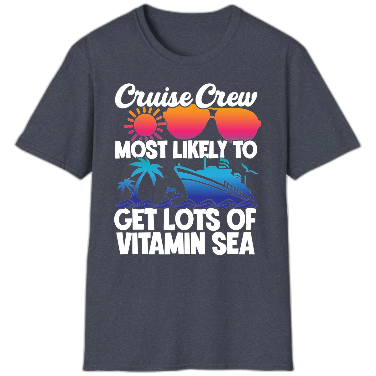 Cruise Crew Vitamin Sea T-Shirt in Heather Navy