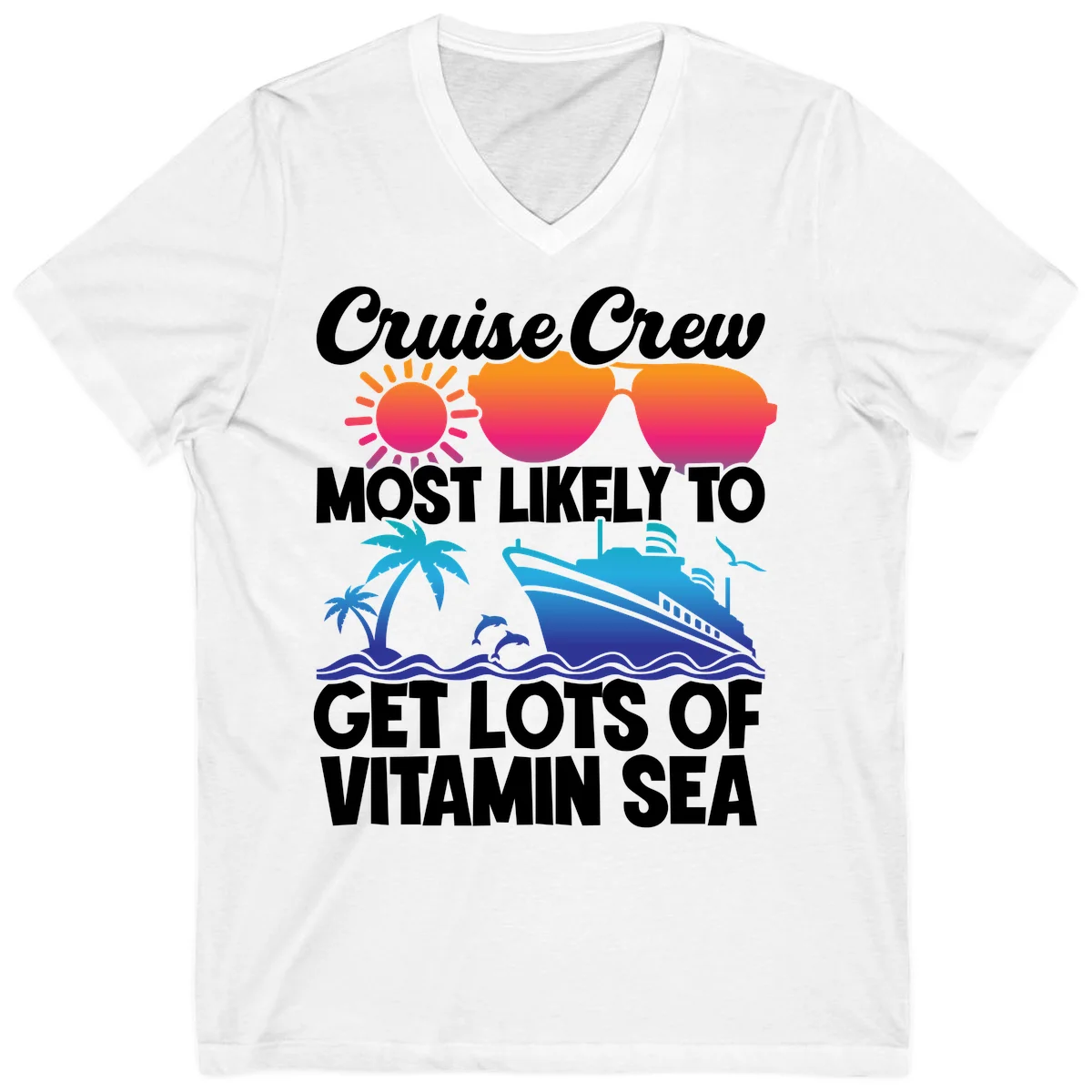 Cruise Crew Vitamin Sea V-Neck T-Shirt in White