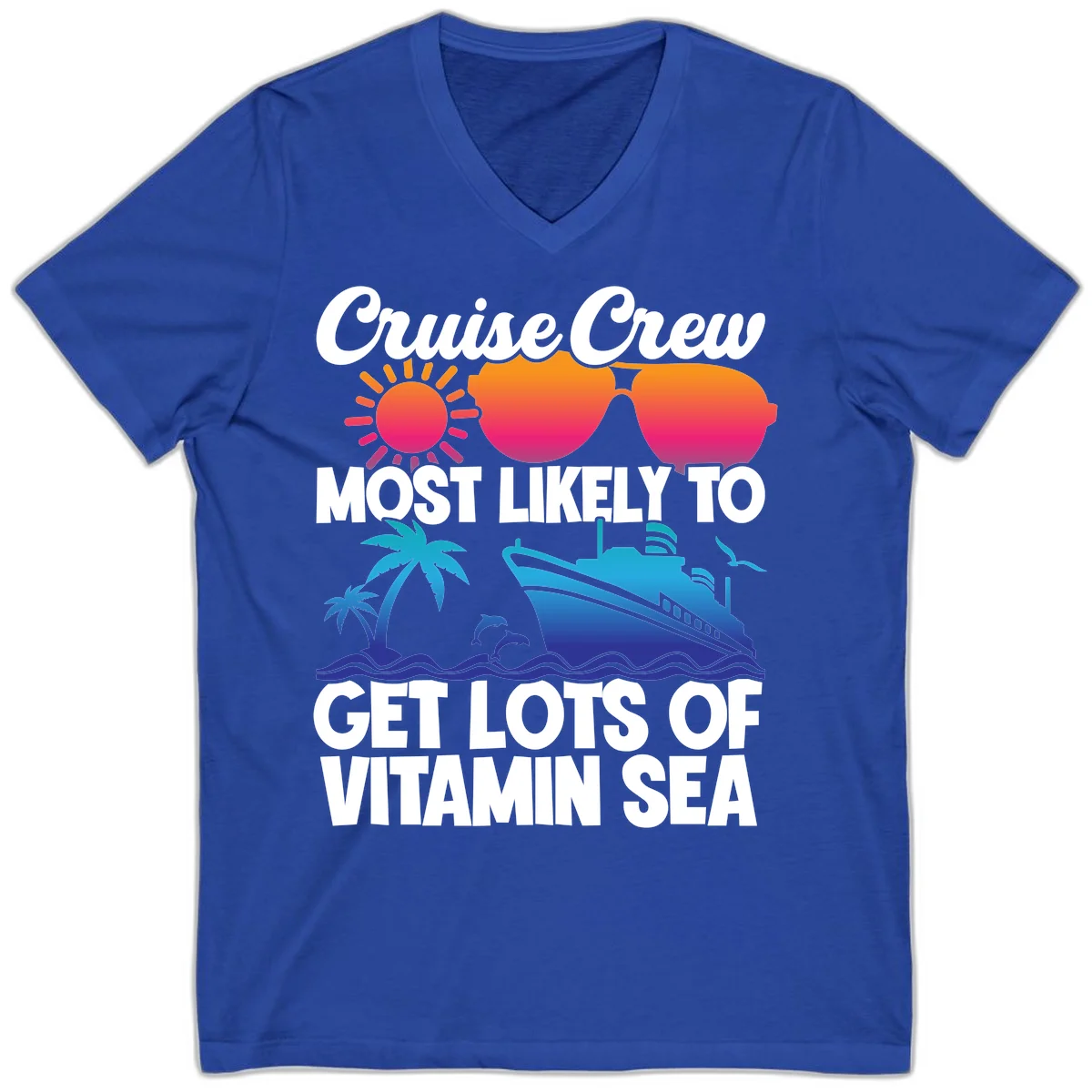 Cruise Crew Vitamin Sea V-Neck T-Shirt in True Royal
