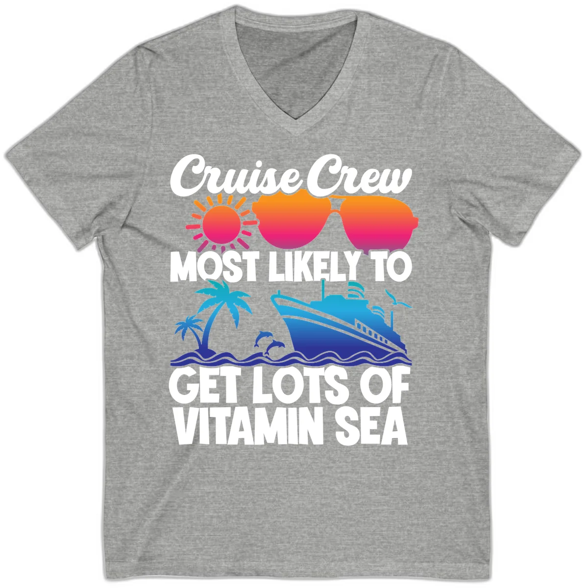 Cruise Crew Vitamin Sea V-Neck T-Shirt in Athletic Heather