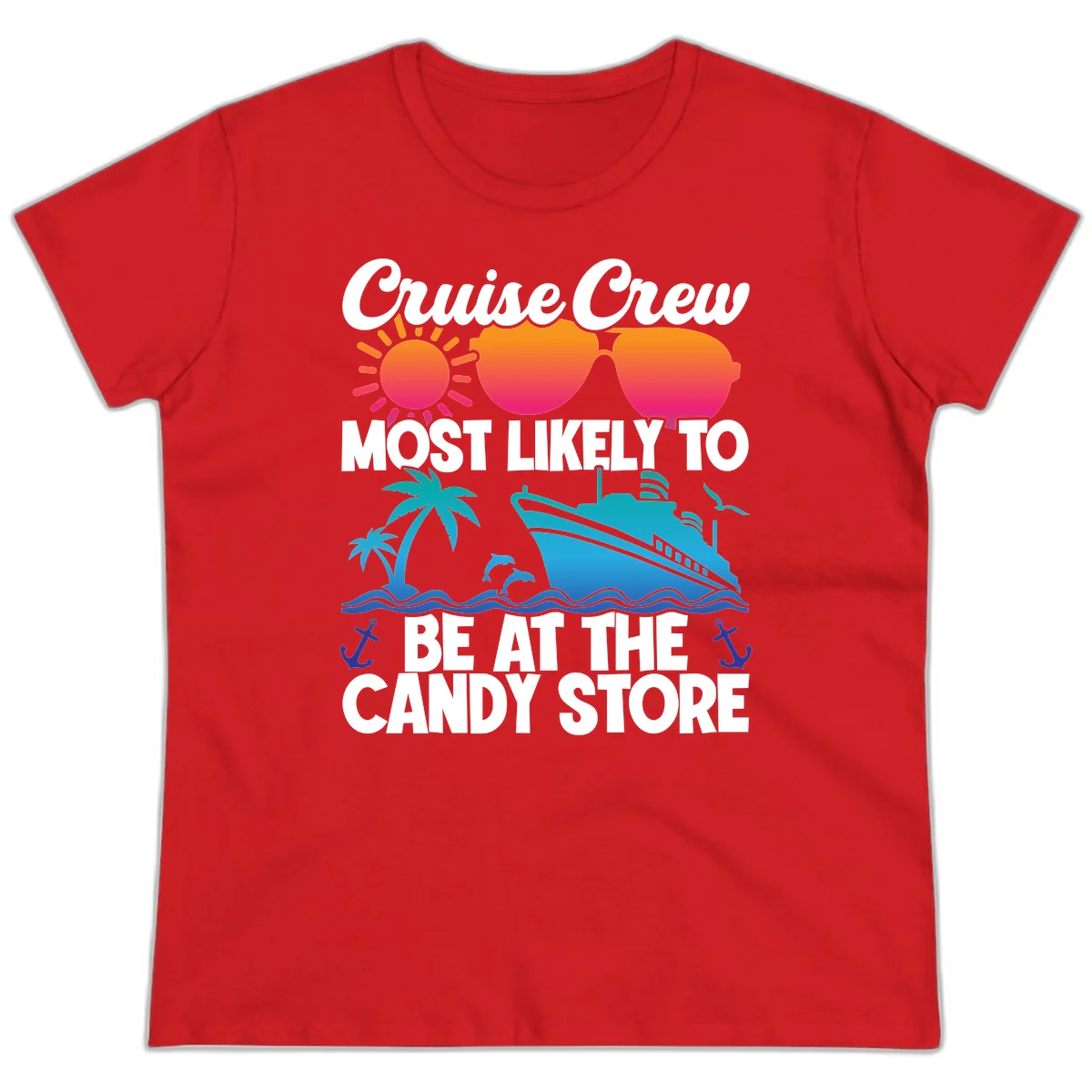 Cruise Crew Candy Store Ladies Tee in Red