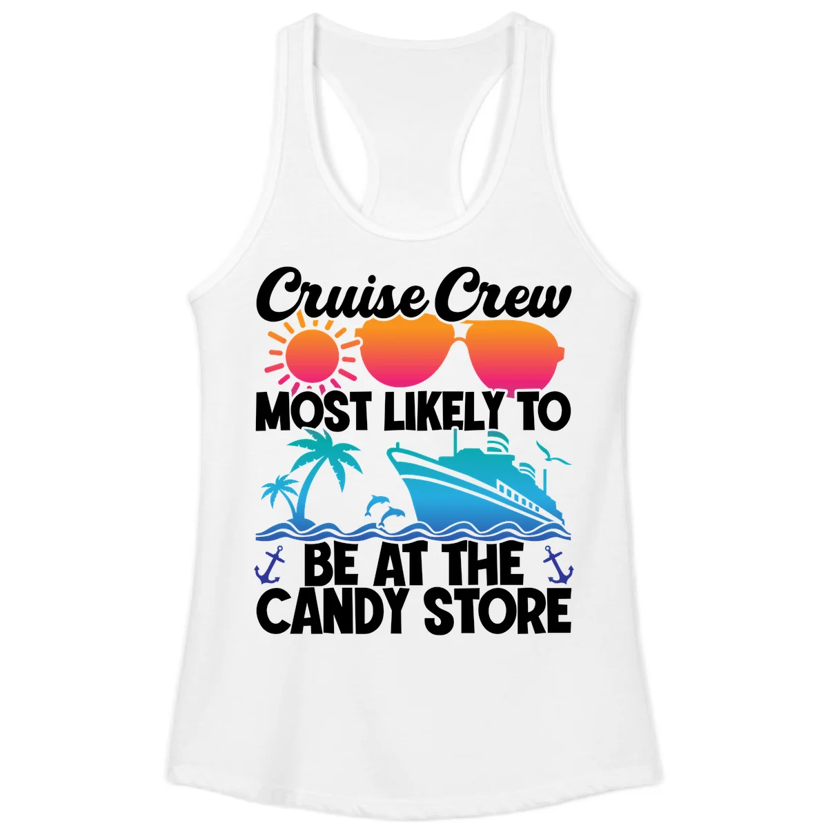 Cruise Crew Candy Store Ladies Tank in White