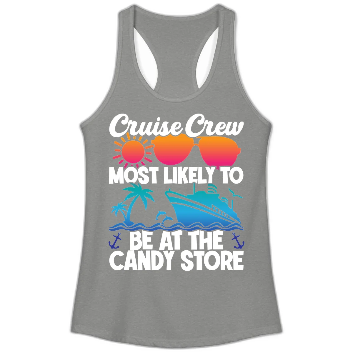 Cruise Crew Candy Store Ladies Tank in Heather Grey
