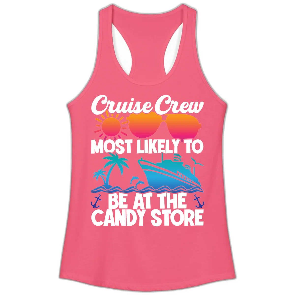 Cruise Crew Candy Store Ladies Tank in Hot Pink