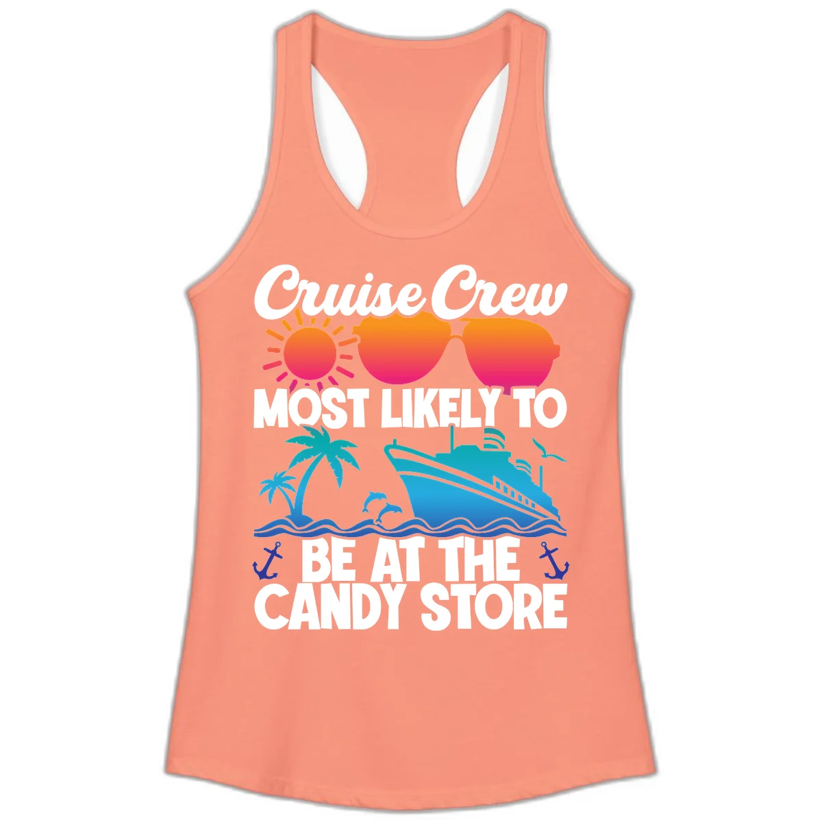 Cruise Crew Candy Store Ladies Tank in Solid Light Orange