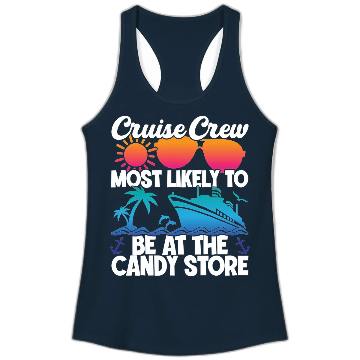 Cruise Crew Candy Store Ladies Tank in Solid Midnight Navy