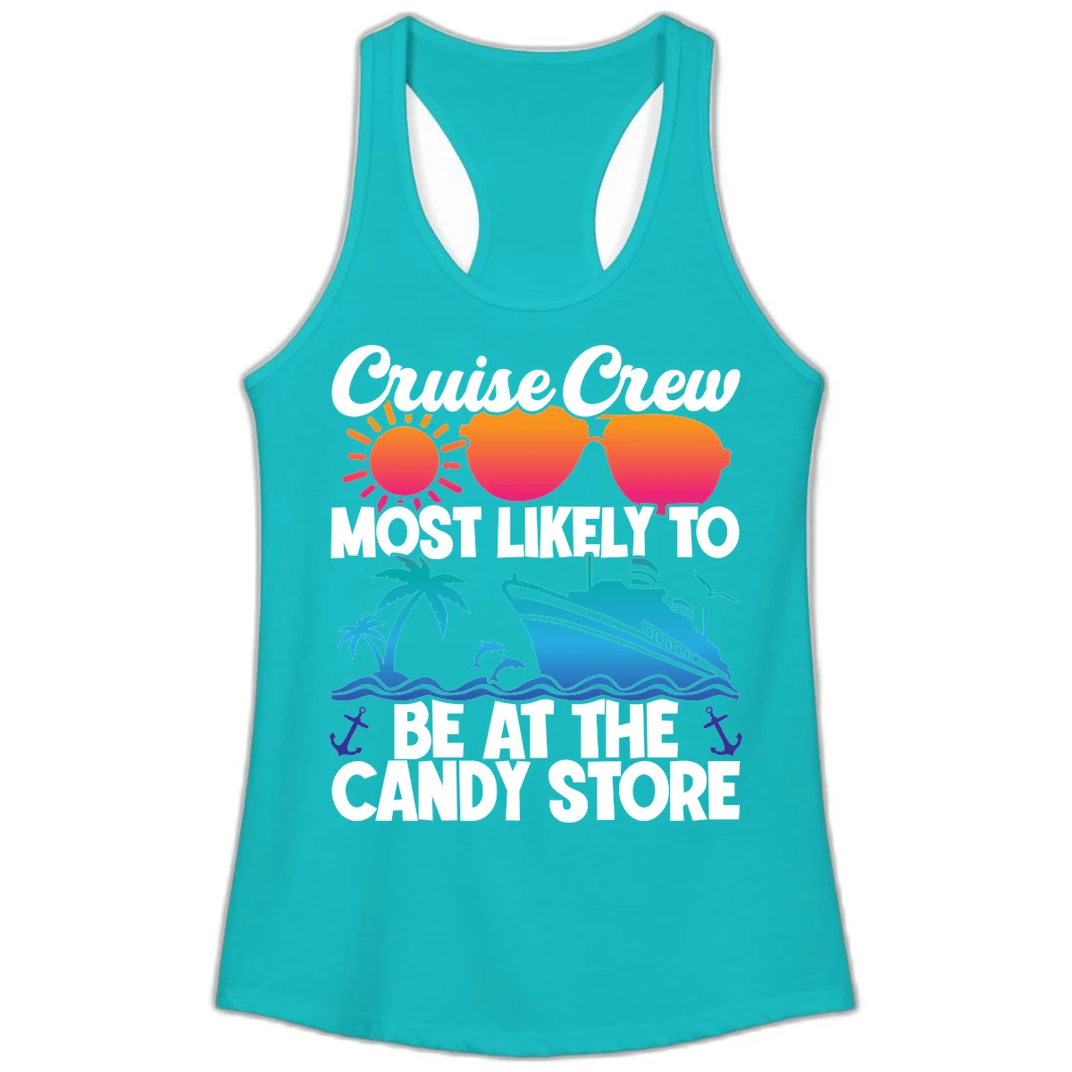 Cruise Crew Candy Store Ladies Tank in Tahiti Blue