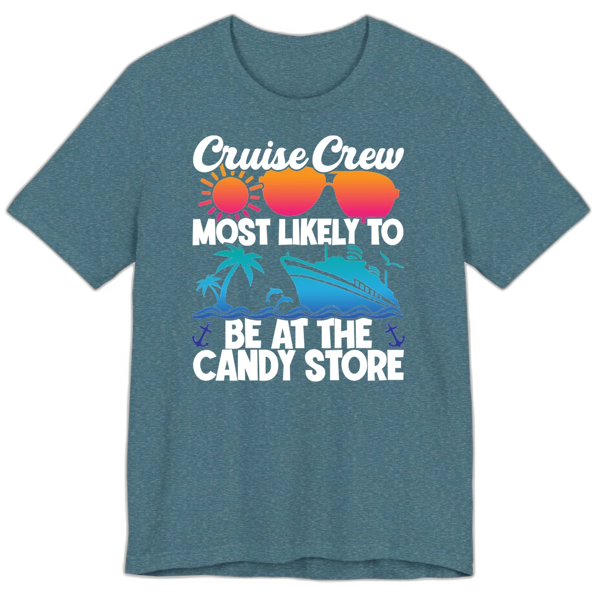 Cruise Crew Candy Store Premium T-Shirt in Heather Deep Teal