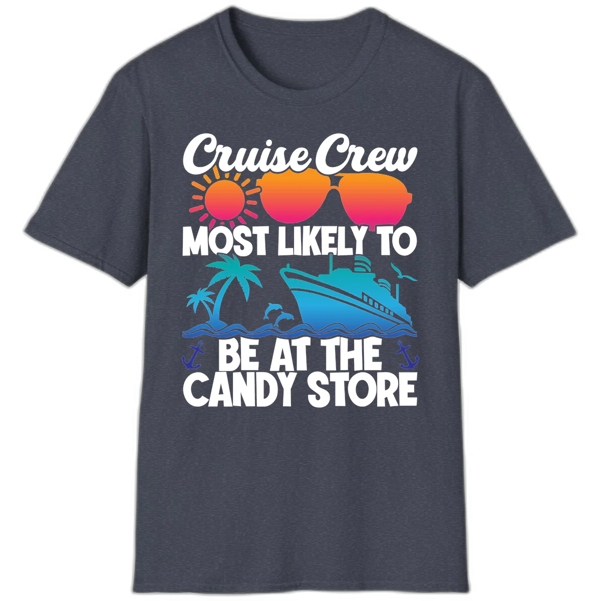 Cruise Crew Candy Store T-Shirt in Heather Navy