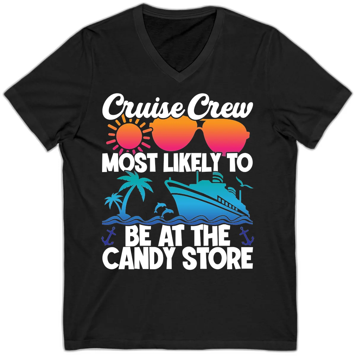 Cruise Crew Candy Store V-Neck in Black