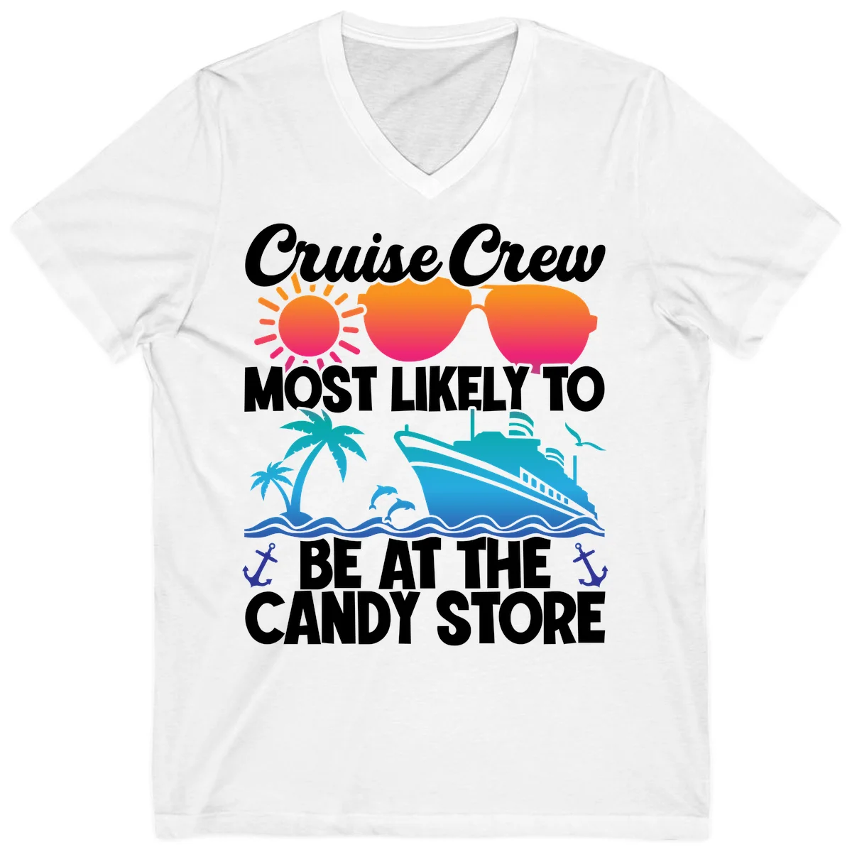 Cruise Crew Candy Store V-Neck in White