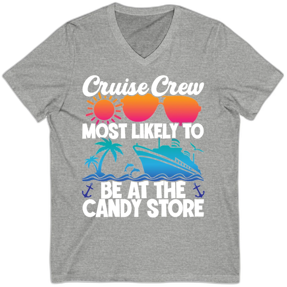 Cruise Crew Candy Store V-Neck in Athletic Heather