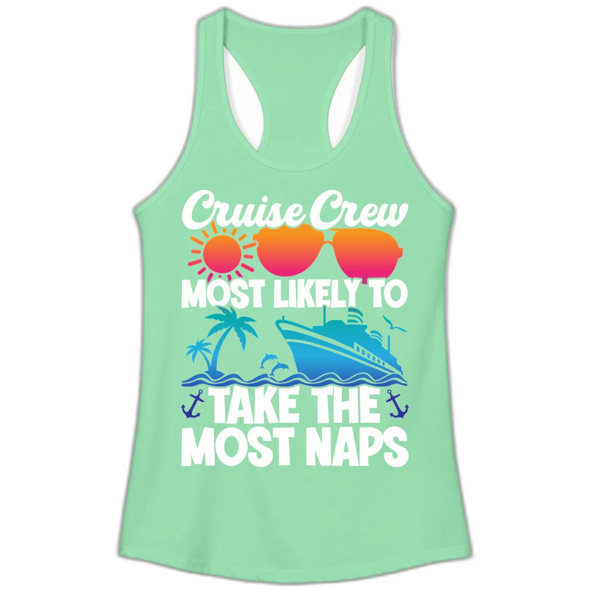 Cruise Crew Most Likely To Take The Most Naps Ladies Tank in Solid Mint