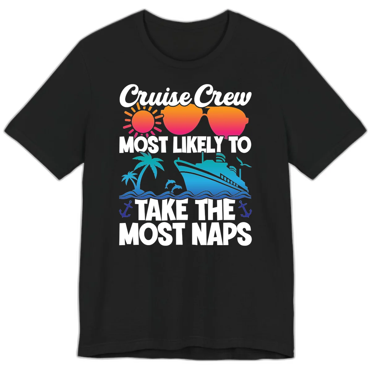 Cruise Crew Most Likely To Take The Most Naps Premium T-Shirt in Black