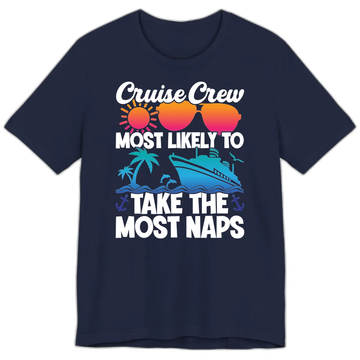Cruise Crew Most Likely To Take The Most Naps Premium T-Shirt in Navy