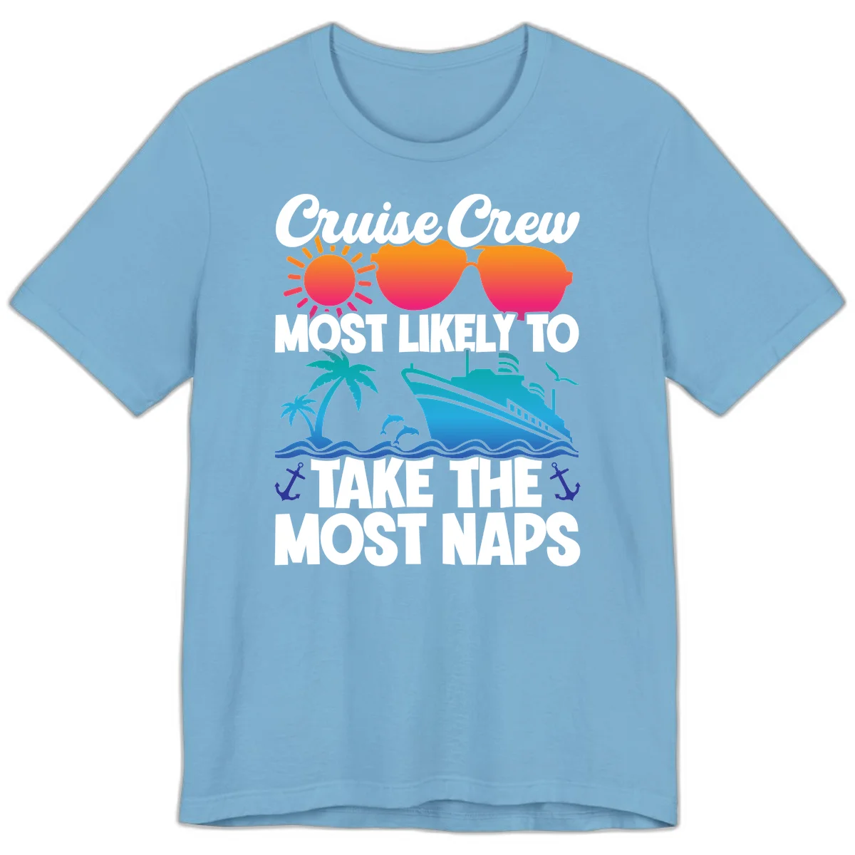 Cruise Crew Most Likely To Take The Most Naps Premium T-Shirt in Ocean Blue
