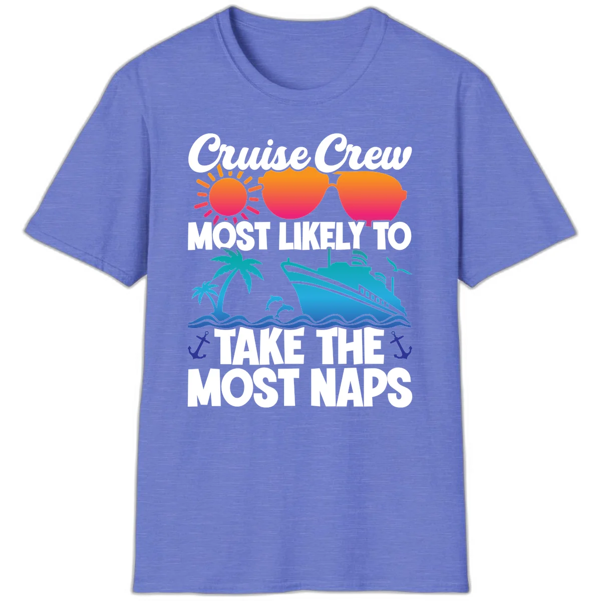 Cruise Crew Most Likely To Take The Most Naps T-Shirt in Heather Royal