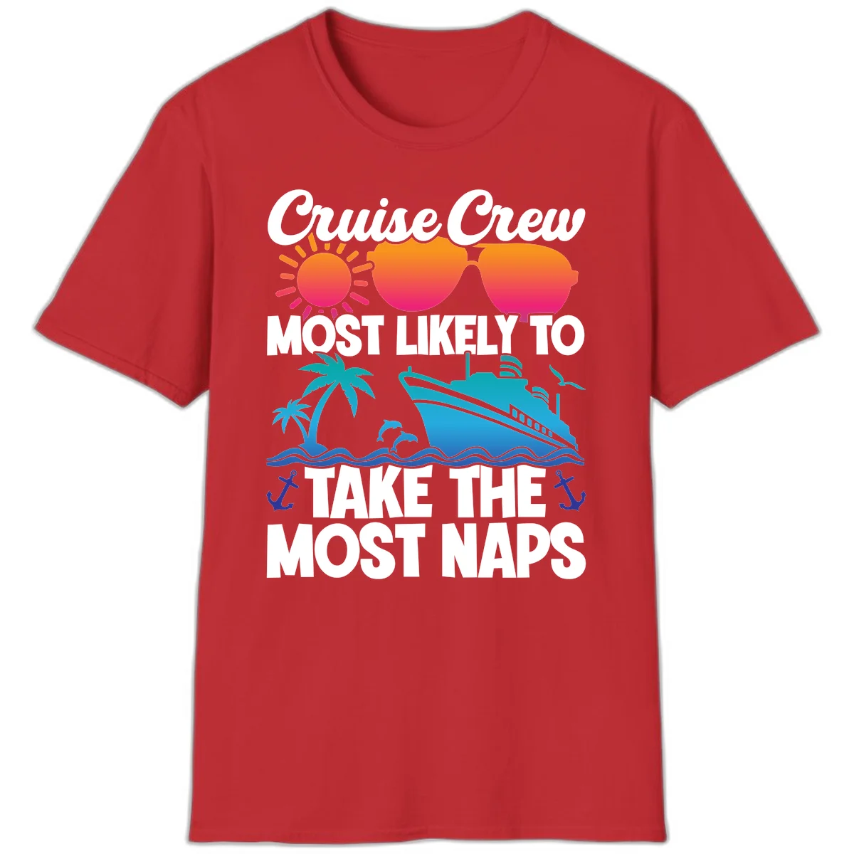 Cruise Crew Most Likely To Take The Most Naps T-Shirt in Red