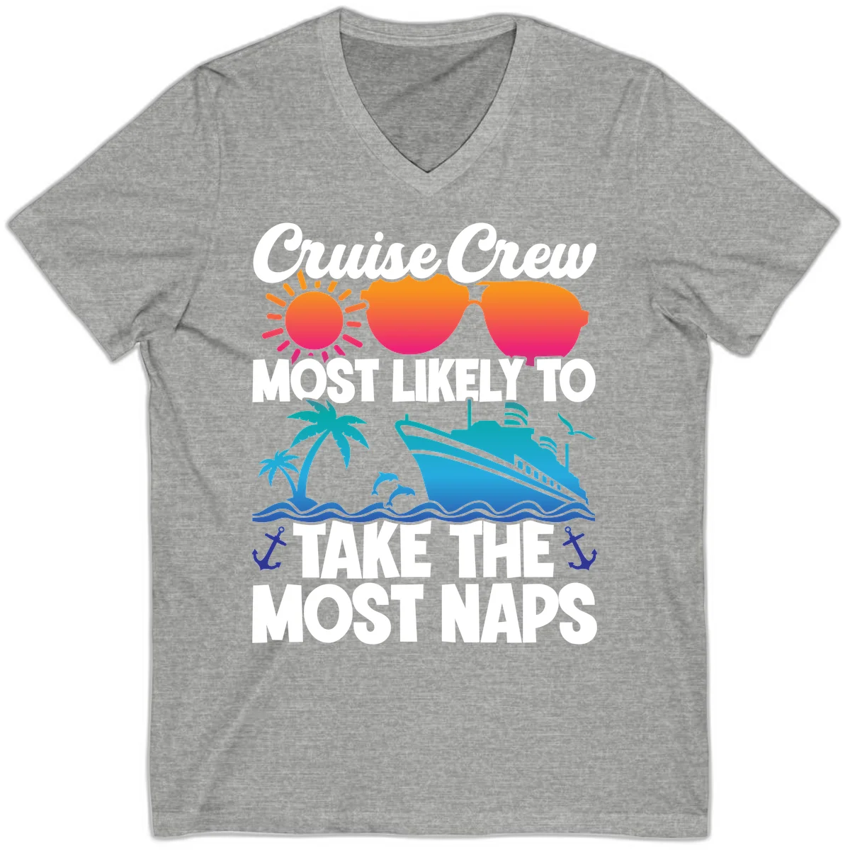 Cruise Crew Most Likely To Take The Most Naps V-Neck in Athletic Heather