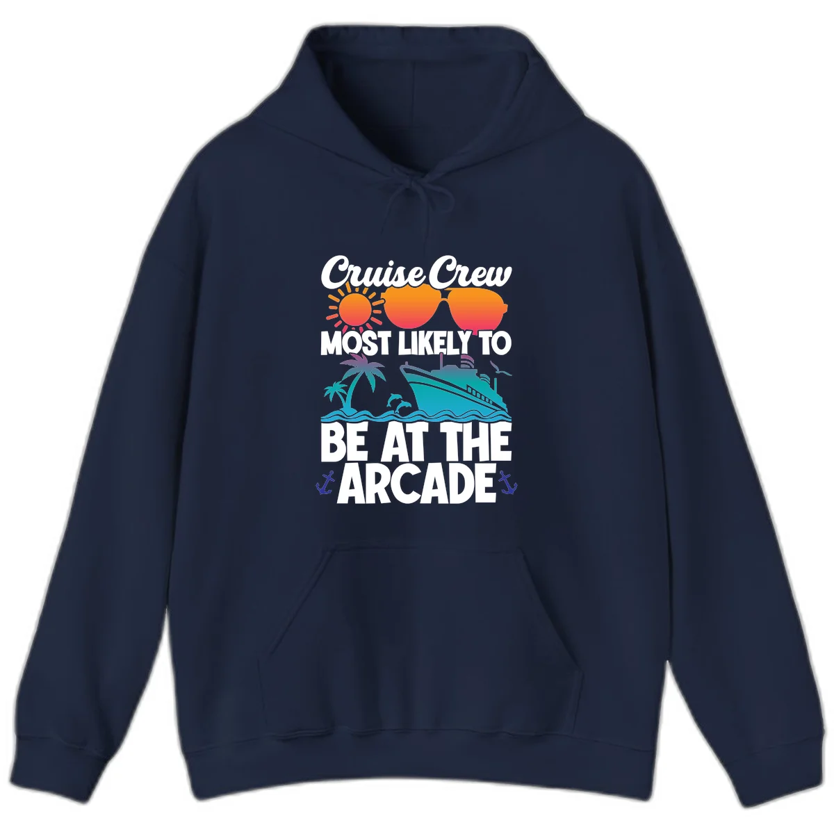 Cruise Crew Most Likely To Be At The Arcade Hoodie in Navy