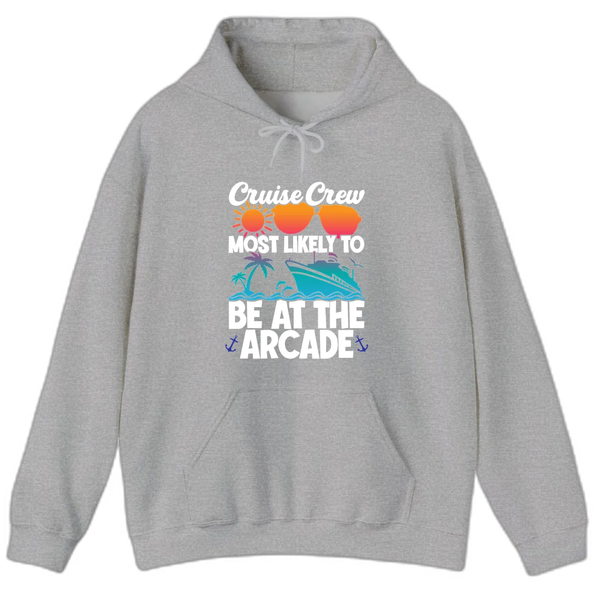 Cruise Crew Most Likely To Be At The Arcade Hoodie in Sport Grey