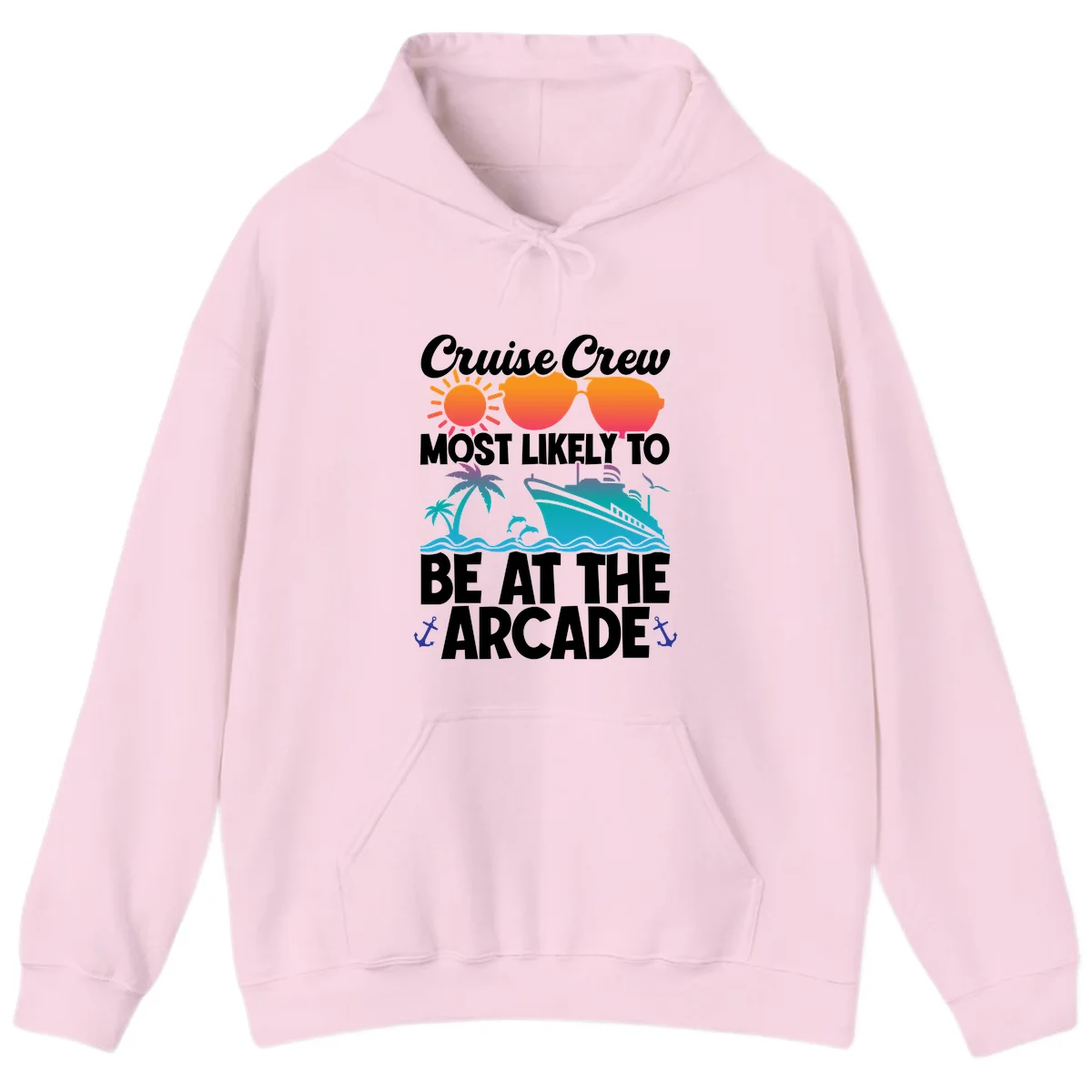 Cruise Crew Most Likely To Be At The Arcade Hoodie in Light Pink