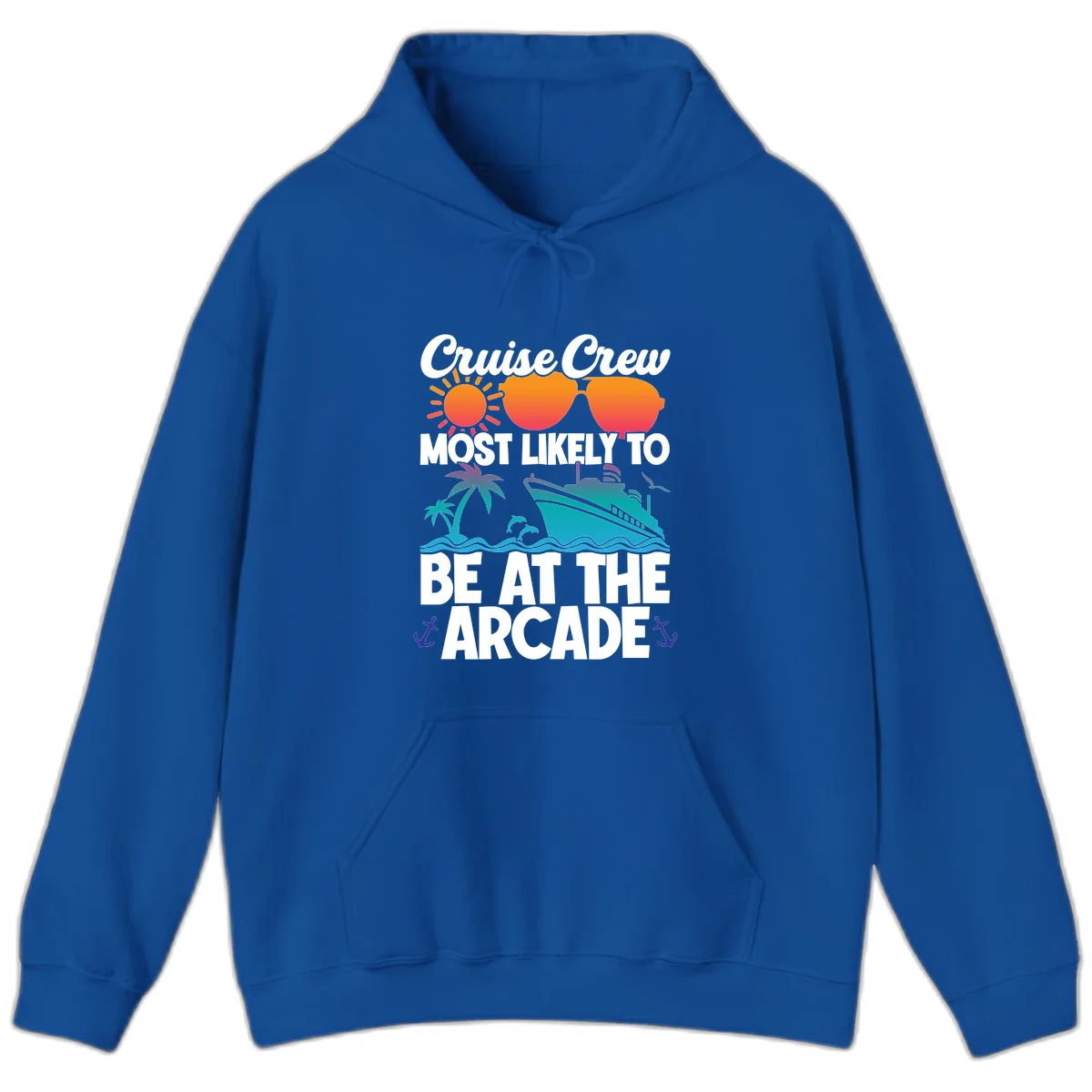 Cruise Crew Most Likely To Be At The Arcade Hoodie in Royal