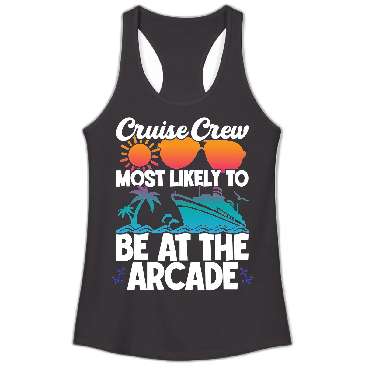 Cruise Crew Most Likely To Be At The Arcade Ladies Tank in Black