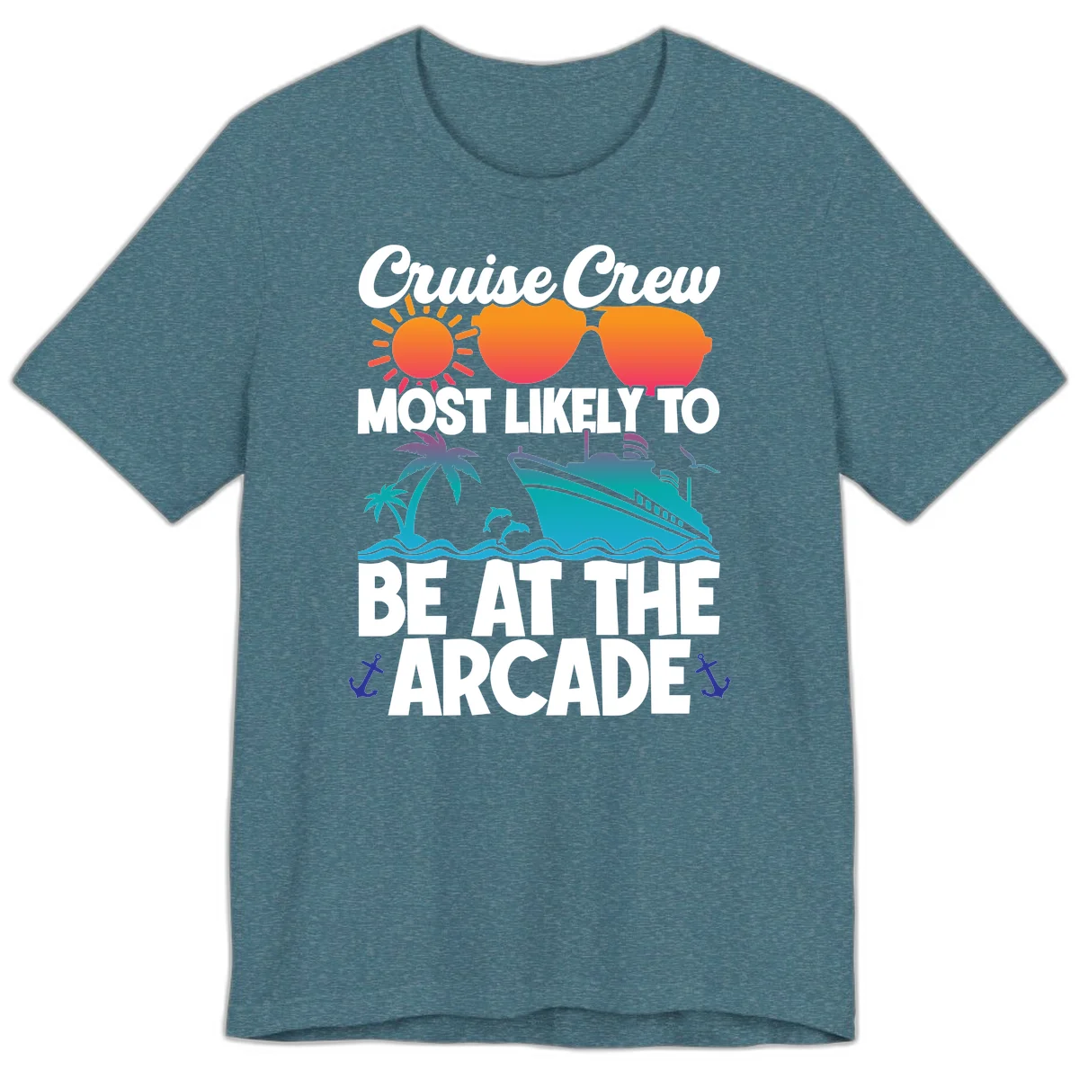 Cruise Crew Most Likely To Be At The Arcade Premium T-Shirt in Heather Deep Teal