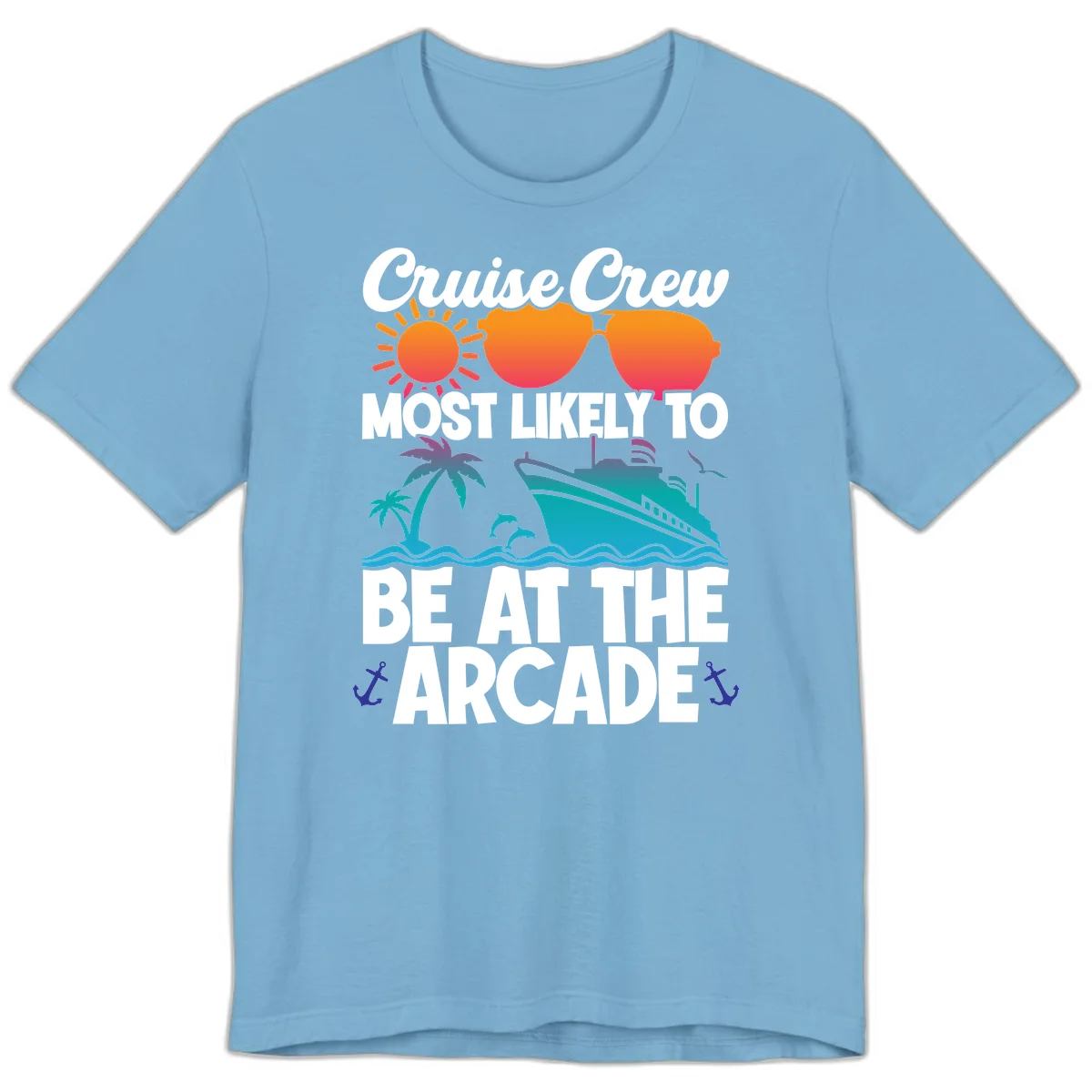 Cruise Crew Most Likely To Be At The Arcade Premium T-Shirt in Ocean Blue