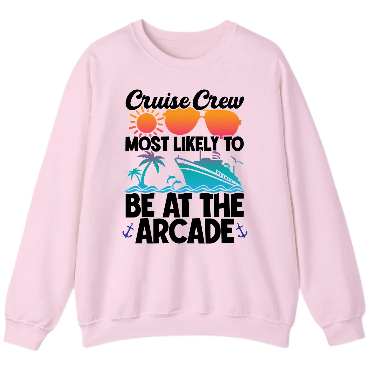 Cruise Crew Most Likely To Be At The Arcade Sweatshirt in Light Pink