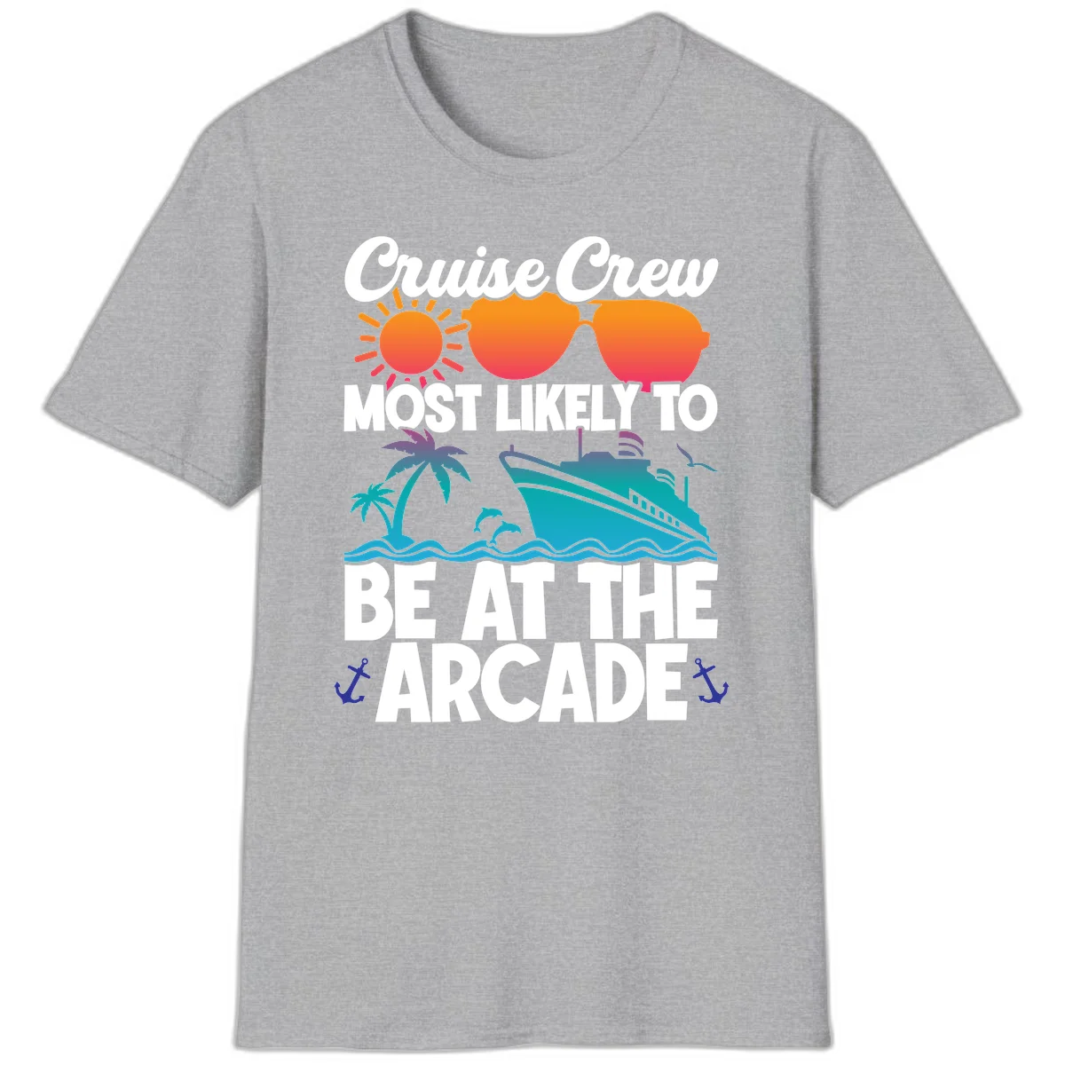 Cruise Crew Most Likely To Be At The Arcade T-Shirt in Sport Grey