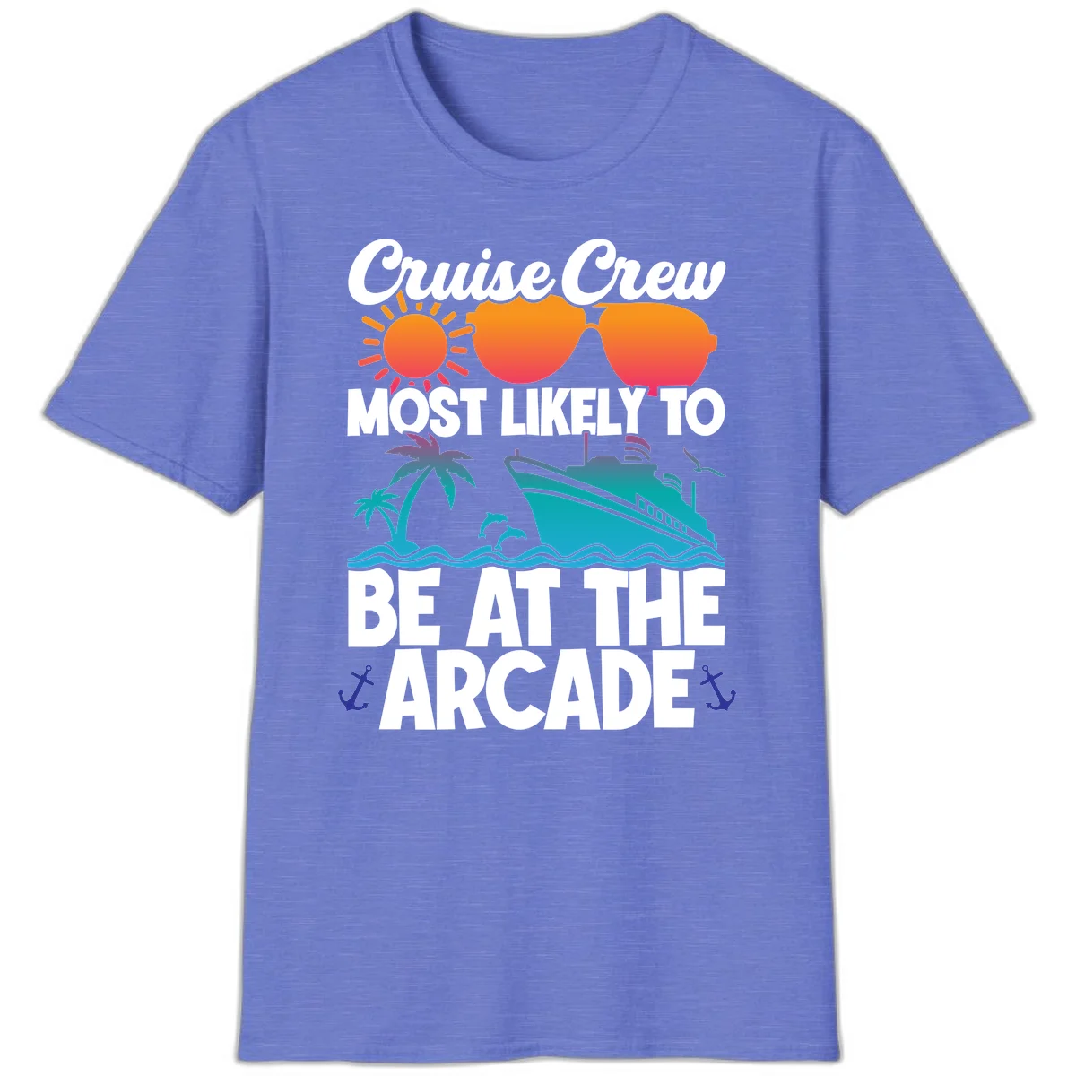 Cruise Crew Most Likely To Be At The Arcade T-Shirt in Heather Royal