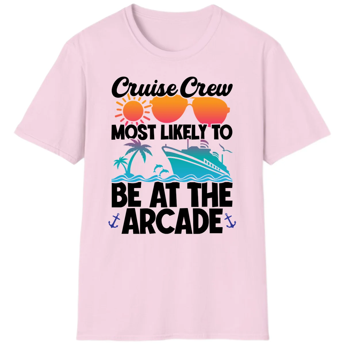 Cruise Crew Most Likely To Be At The Arcade T-Shirt in Light Pink