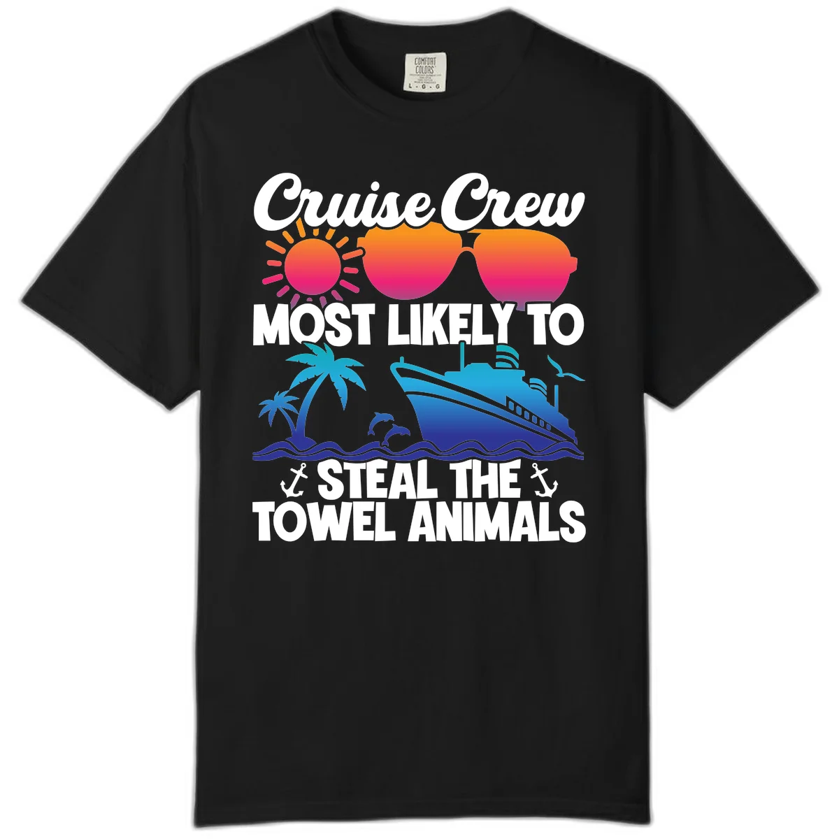 Cruise Crew Steal The Towel Animals Comfort Color in Black