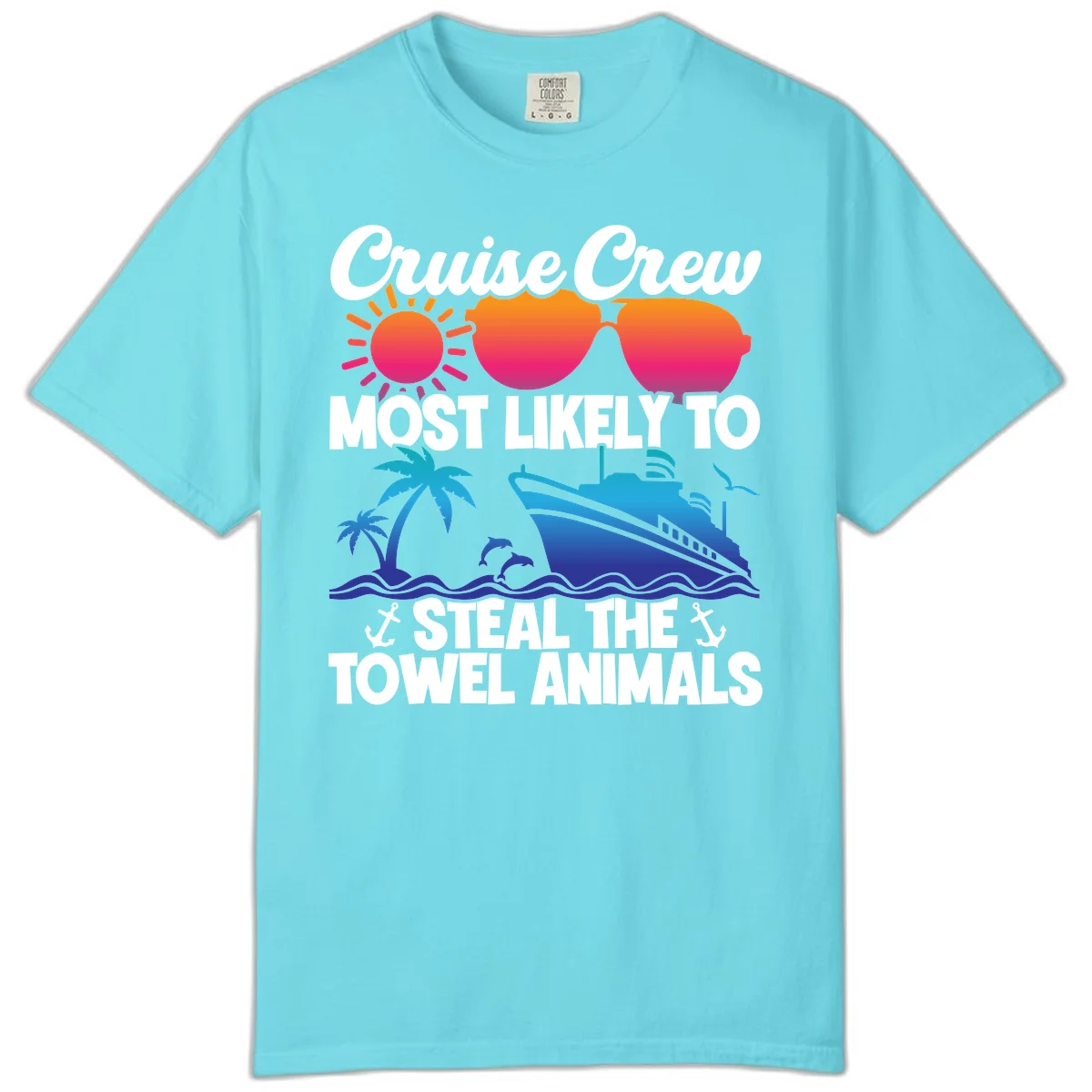 Cruise Crew Steal The Towel Animals Comfort Color in Lagoon Blue