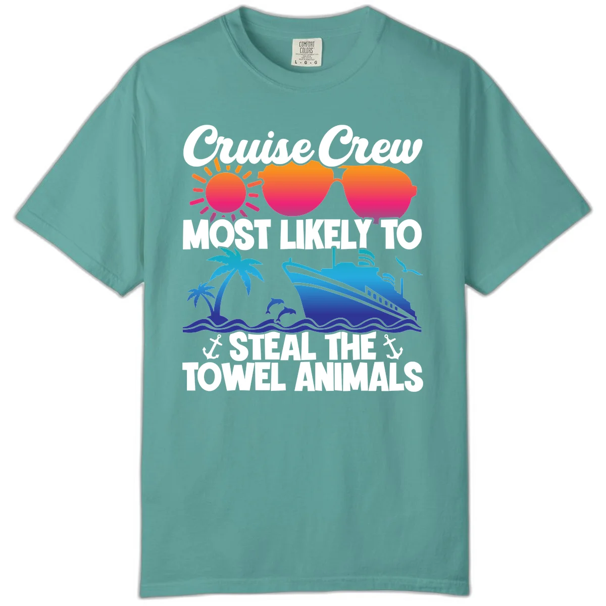 Cruise Crew Steal The Towel Animals Comfort Color in Seafoam