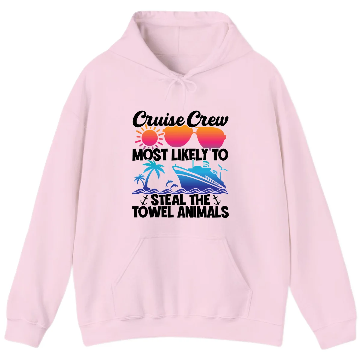 Cruise Crew Steal The Towel Animals Hoodie in Light Pink