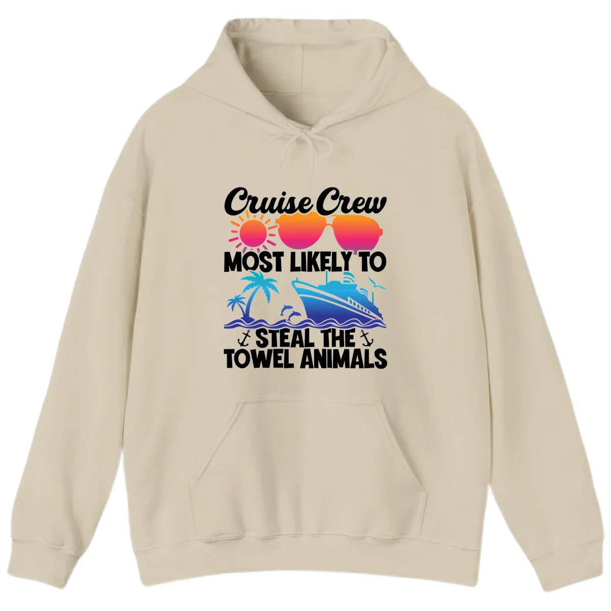 Cruise Crew Steal The Towel Animals Hoodie in Sand