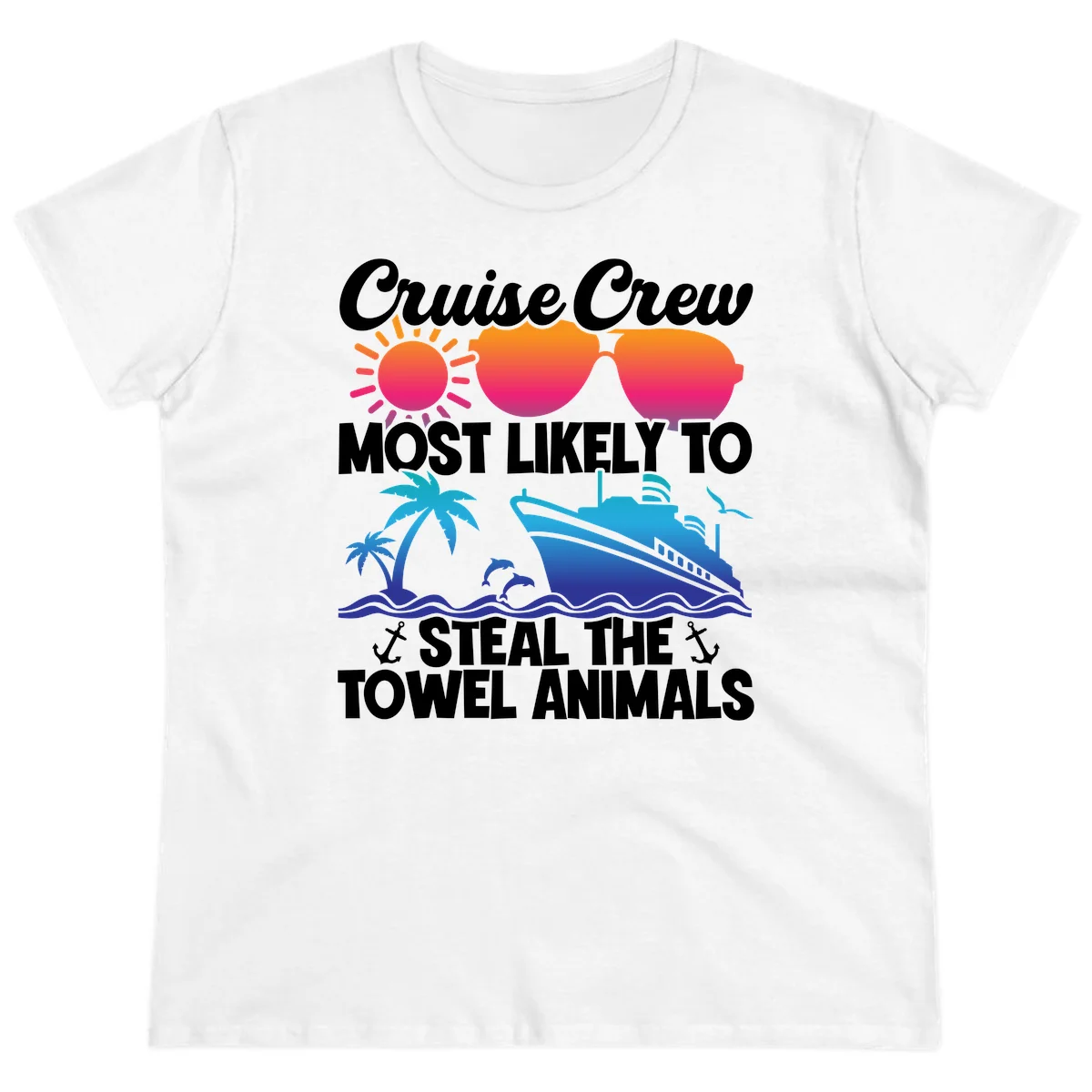 Cruise Crew Steal The Towel Animals Ladies Tee in White