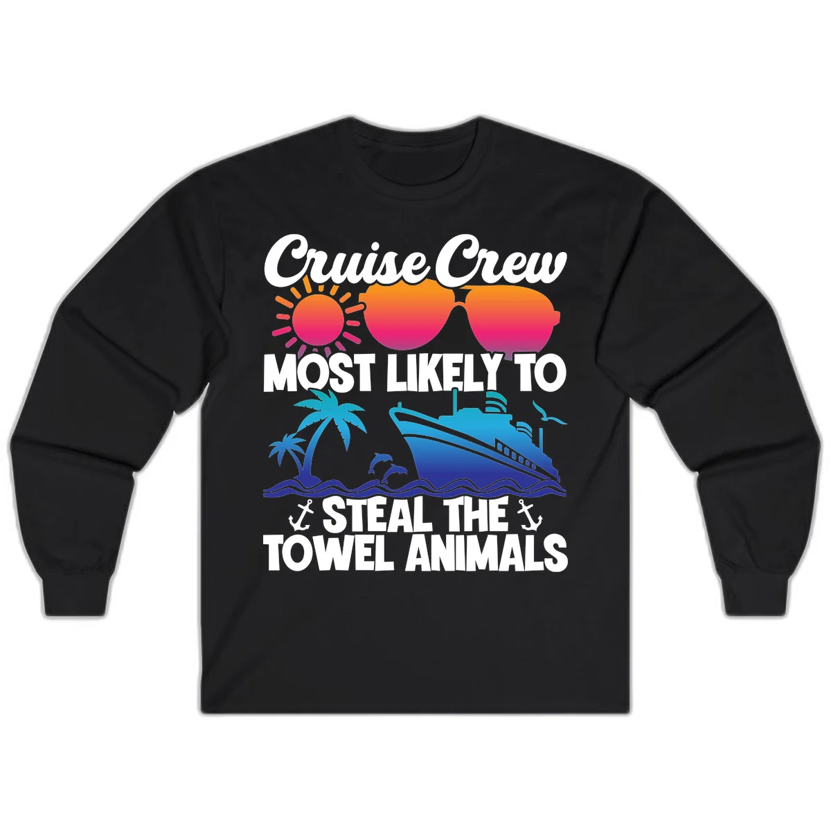Cruise Crew Steal The Towel Animals Long Sleeve in Black