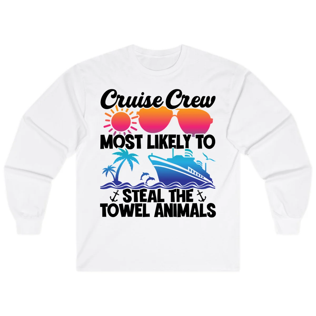 Cruise Crew Steal The Towel Animals Long Sleeve in White