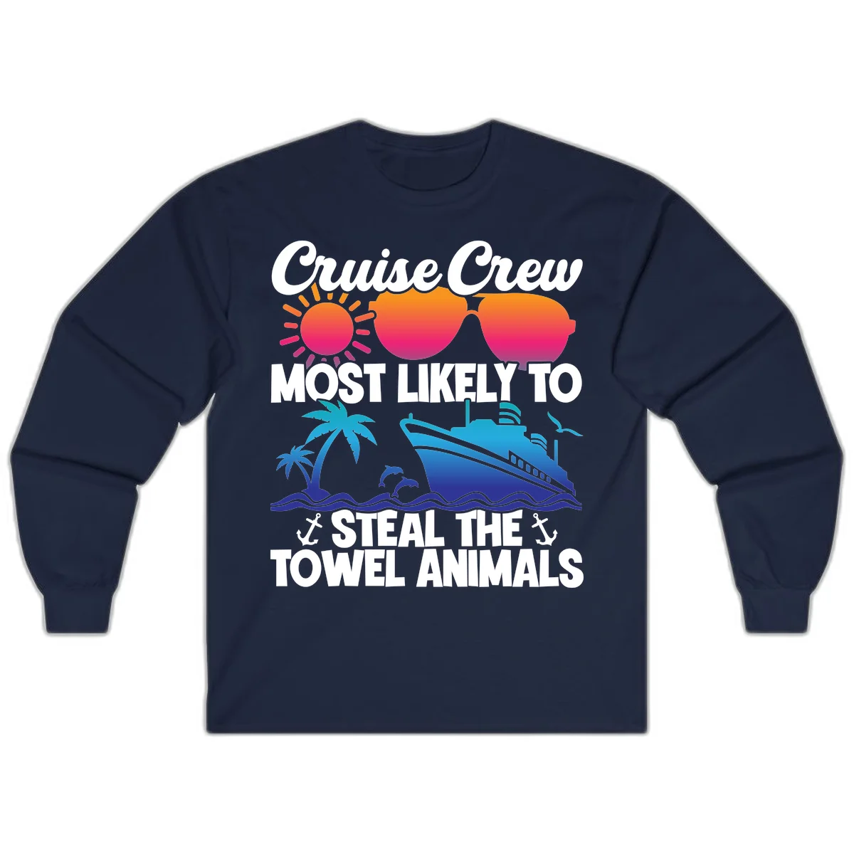 Cruise Crew Steal The Towel Animals Long Sleeve in Navy