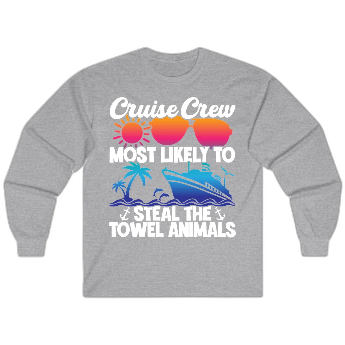 Cruise Crew Steal The Towel Animals Long Sleeve in Sport Grey
