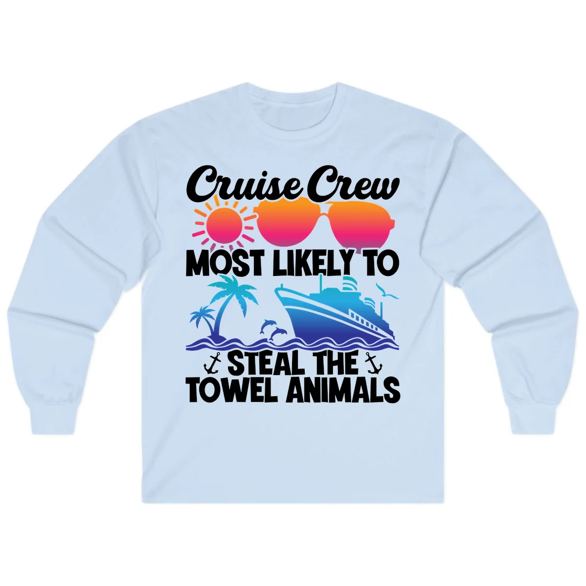 Cruise Crew Steal The Towel Animals Long Sleeve in Light Blue