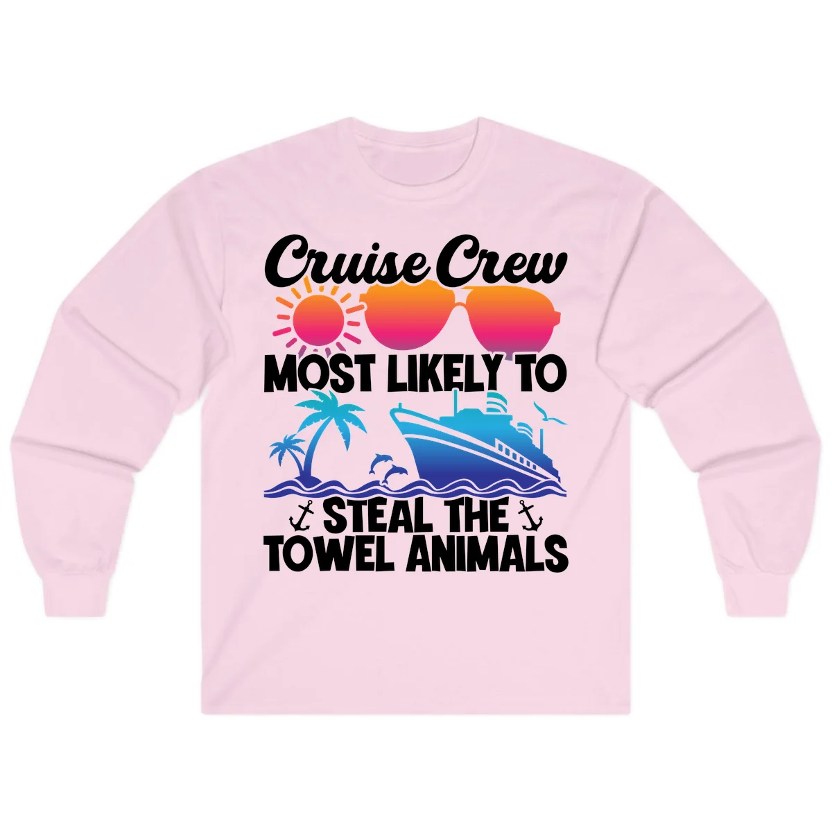 Cruise Crew Steal The Towel Animals Long Sleeve in Light Pink
