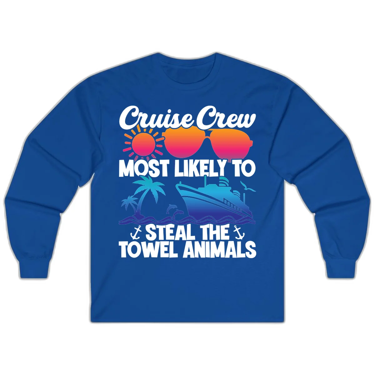 Cruise Crew Steal The Towel Animals Long Sleeve in Royal