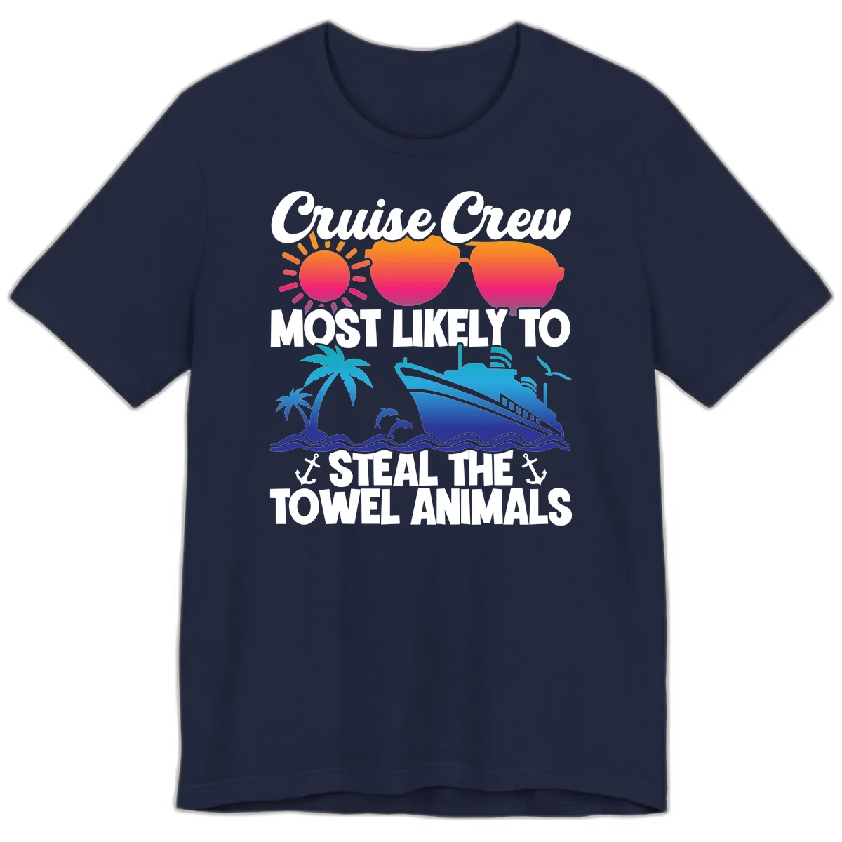 Cruise Crew Steal The Towel Animals Premium T-Shirt in Navy
