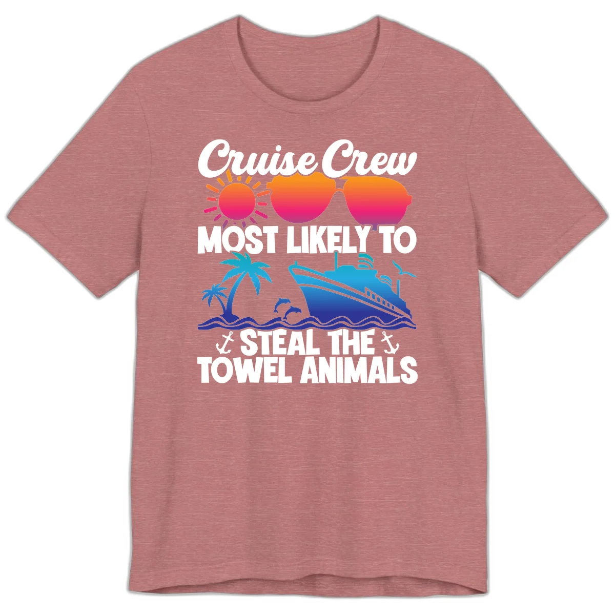 Cruise Crew Steal The Towel Animals Premium T-Shirt in Heather Mauve
